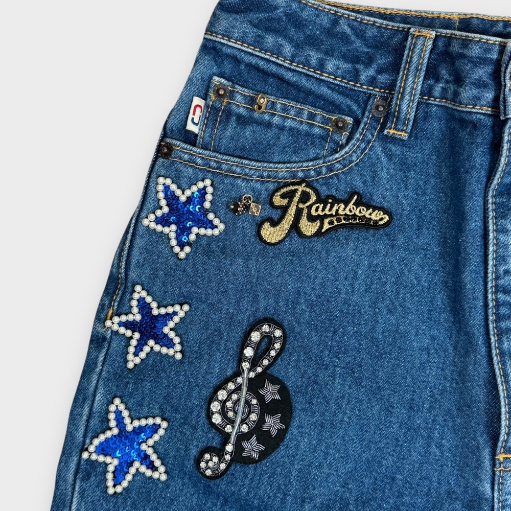 Marc Jacobs $500 NWT Bright Blue Jeans Sequin Mermaid Charms Beaded 26 - Picture 14 of 16